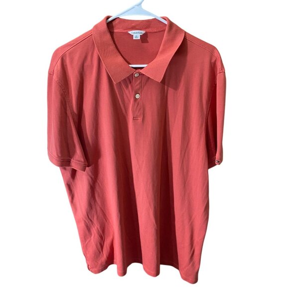 Calvin Klein Mens Polo Shirt Size XL Coral Short Sleeve Classic Casual Travel - Picture 1 of 5